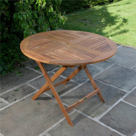 Billyoh Windsor Garden Table 1.0m Round Folding 1m Acacia Round Folding Table