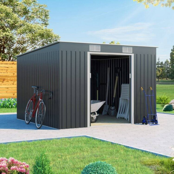 Buy 9x8 Cargo Pent Metal Shed Grey BillyOh Online - Sheds