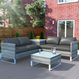 Billyoh Salerno 4 Seater Outdoor Rattan Garden Furniture Corner Sofa Set with Storage 4 Seater