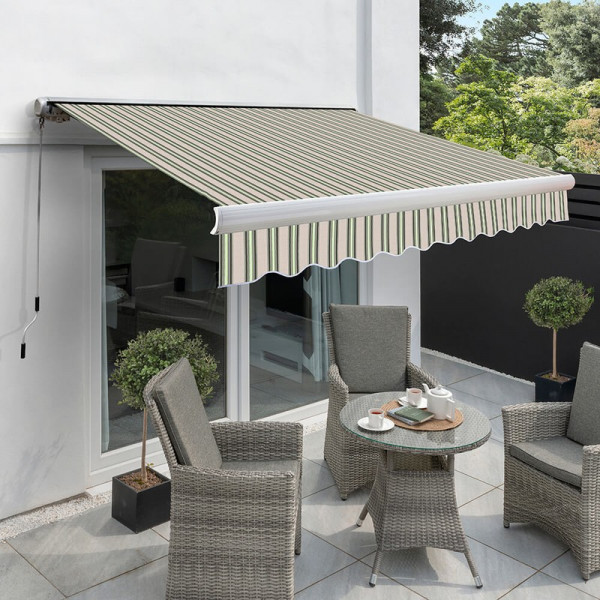 Buy 3.0m Full Cassette Electric Awning, Multi Stripe polyester Online - Awnings