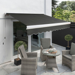 6m Full Cassette Electric Awning, Charcoal Polyester